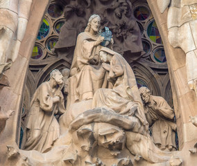 Details of the Sagrada Familia cathedral in Barcelona