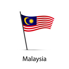 Wall Mural - Malaysia flag on pole, infographic element on white