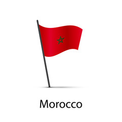 Wall Mural - Morocco flag on pole, infographic element on white