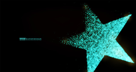 Wall Mural - star banner background design with glowing particles isolated on dark black backdrop. copy space. li