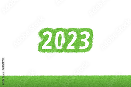 Fotografia "2023" Gras Grüner Text auf weißem Hintergrund