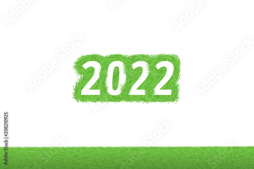Poster "2022" Gras Grüner Text auf weißem Hintergrund