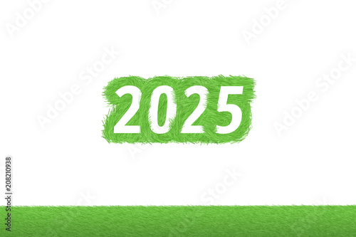 Poster "2025" Gras Grüner Text auf weißem Hintergrund