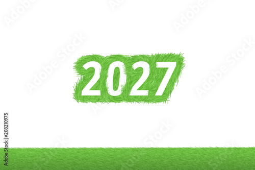 Fotografia "2027" Gras Grüner Text auf weißem Hintergrund
