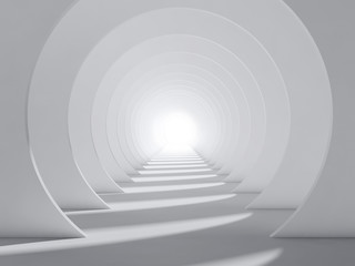 abstract white 3d round tunnel interior