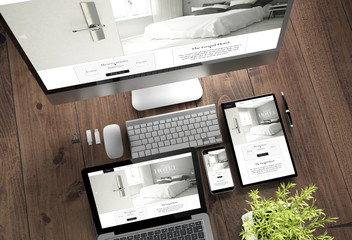Poster - wooden desktop devices grand hotel