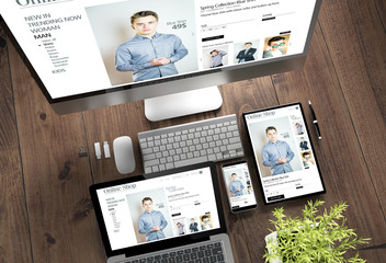 Poster - wooden desktop devices online shop