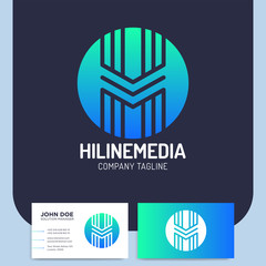 Fototapete - Letter H Logo Monogram. Media Line Media Creative Stripe Design.