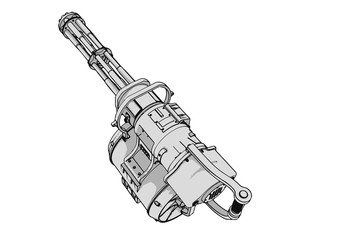 Wall Mural - sketch of a military machine gun vector