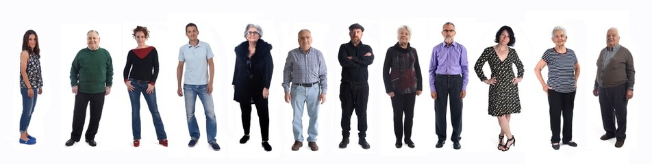 Wall Mural - group of people of different ages on white background