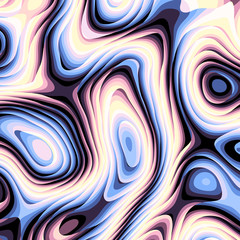 Poster - Abstract vector pattern. Curved wavy psychedelic irregular lines.