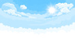 Sky background with sun and white bottom