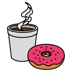 Wall Mural - coffee cup with sweet donuts vector illustration design