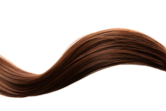 long healthy straight brown hair isolated on white background