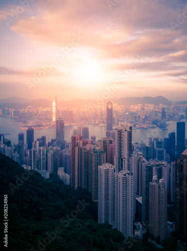 Plakat Zachód słońca na szczycie Wiktorii: Hong Kong