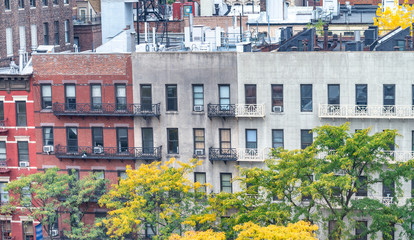 Poster - Buildings of New York in foliage season