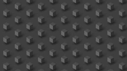 Wall Mural - Black textured background with geometric 3d cubes pattern.