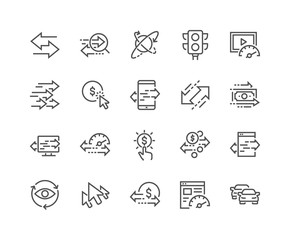 Poster - Simple Set of Traffic Related Vector Line Icons. Contains such Icons as Pay per Click, Monetize, Traffic Speed and more. Editable Stroke. 48x48 Pixel Perfect.