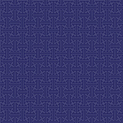 Aufkleber - Japanese sashiko ornament. Asian embroidery motifs. Abstract seamless patterns. White stitches on the indigo blue background. For handicraft or decoration.