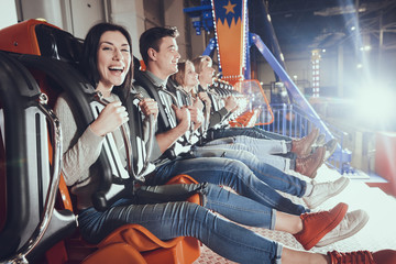 People are resting in amusement park.