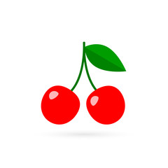 Wall Mural - Cherry icon, Vector isolated color flat symbol