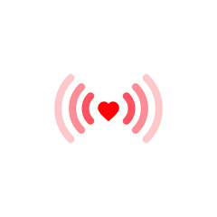 Fototapete - Heart wifi. Vector heart connect icon in flat style. Heart signal. Red wifi icon in flat style isolated on white background. Love connection