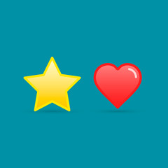 Poster - Heart and Star Symbol set, Vector isolated flat icon