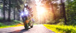 © AA+W - motorbike on the road riding. having fun riding the empty road on a motorcycle tour / journey