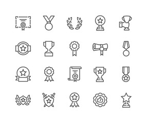 simple set of awards related vector line icons. editable stroke. 48x48 pixel perfect.