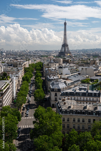 Plakat Widok wieża eifla od Łuku De Triomphe, Paryż, Francja