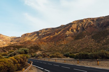 Wall Mural - Teide landscape with road to volcano