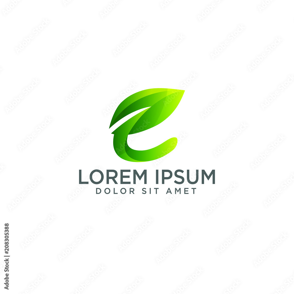 e nature eco leaf logo template Stock Vector | Adobe Stock