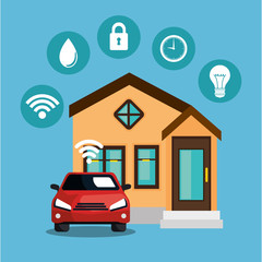 Poster - smart home technology set icons vector illustration design