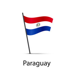 Wall Mural - Paraguay flag on pole, infographic element on white