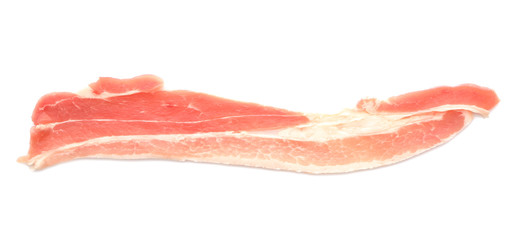 Raw bacon on white background