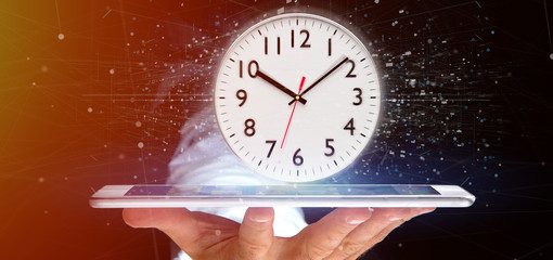 Poster - Man holding a clock timer 3d rendering