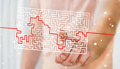Poster - Businessman searching solution of a complicated maze