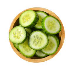 Wall Mural - bowl of sliced cucumber