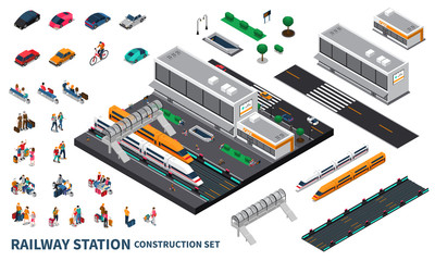 Wall Mural - Railway Station Isometric Constructor