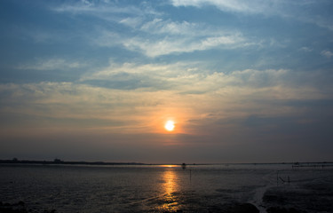 Wall Mural - Colorful of sunset on sea scape background