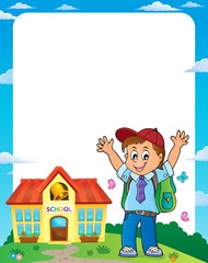 Wall Mural - Happy pupil boy theme frame 1