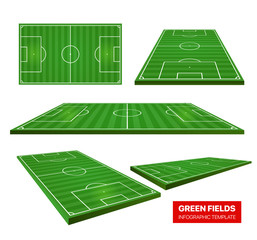 Wall Mural - Football green fields vector collection isolated on white. Infographic template