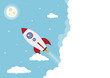 Cartoon Vector Spacing Rocket Launch