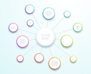 abstract vector 3d large mind map infographic