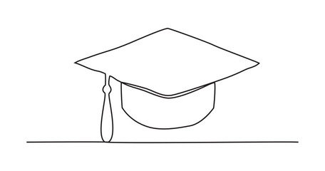 Wall Mural - Graduation cap One line drawing