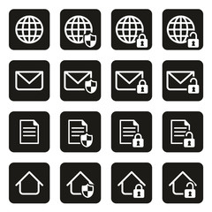 Information Protection & Information Security Icons White On Black