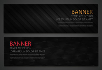 Wall Mural - Two abstract black banners. Business design template. Website template. Horizontal banners set. Vector