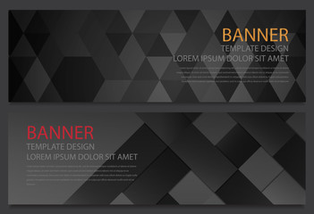 Wall Mural - Two abstract black banners. Business design template. Website template. Horizontal banners set. Vector