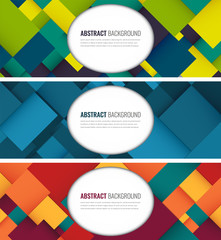 Wall Mural - Business banner with colorful squares. Business design template. Horizontal banners. Vector