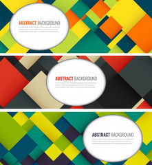 Wall Mural - Business banner with colorful squares. Business design template. Horizontal banners. Vector